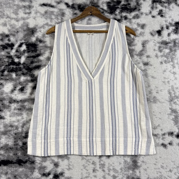 Faherty Tops - Faherty Organic Cotton Top Womens Small Gauze Striped Sleeveless Comfort‎ Casual